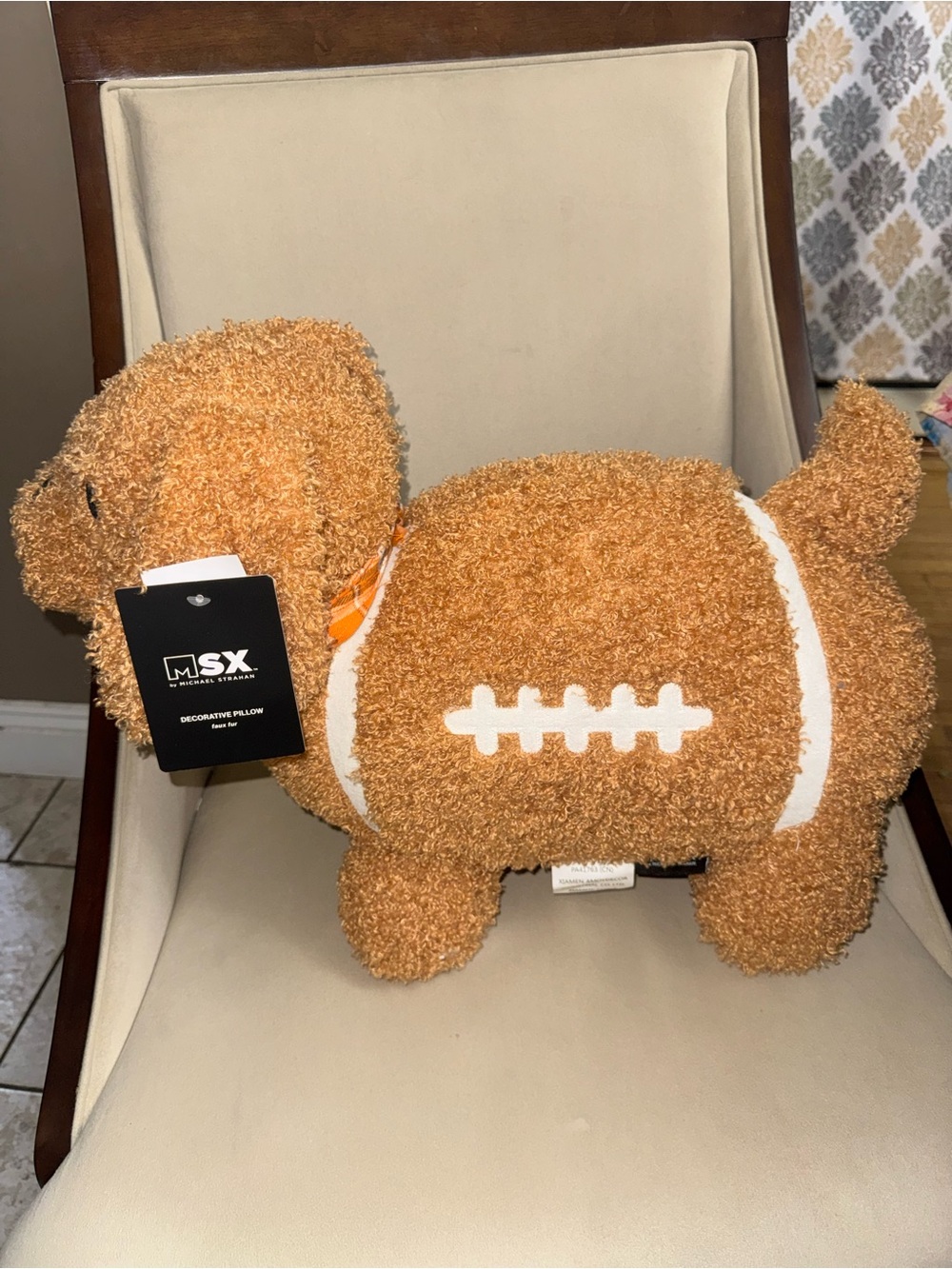 MSX Brown Puppy Football Accent Pillow